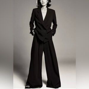 Anthropologie Avery pleated wide leg trousers, black, size 8